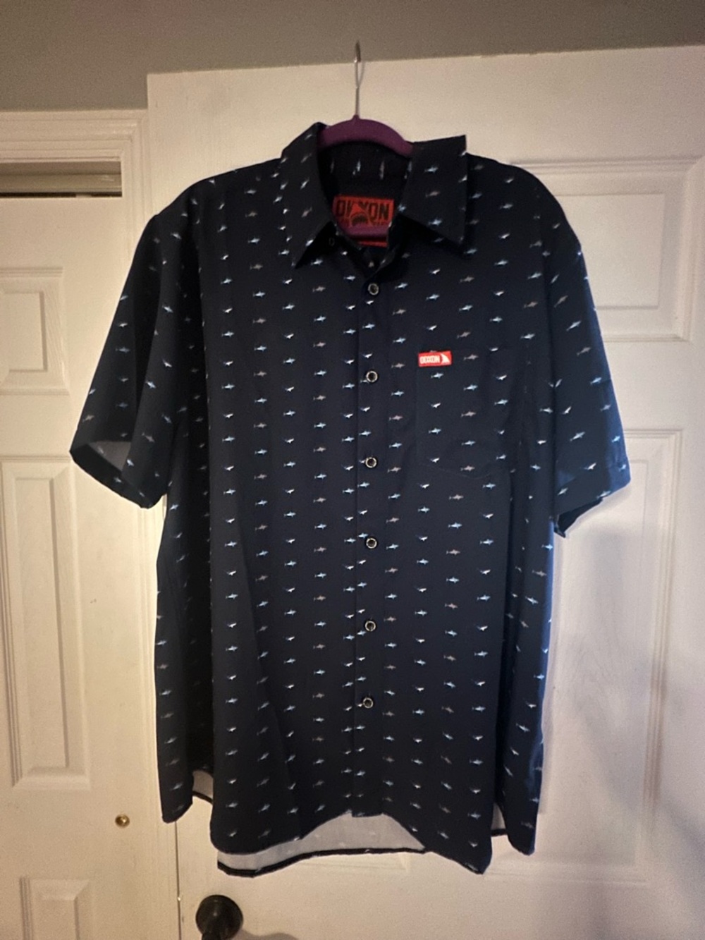 DIXXON Men's Dark Blue Shark Pattern Shirt